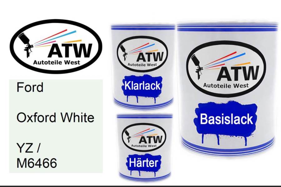 Ford, Oxford White, YZ / M6466: 1L Lackdose + 1L Klarlack + 500ml Härter - Set, von ATW Autoteile West.